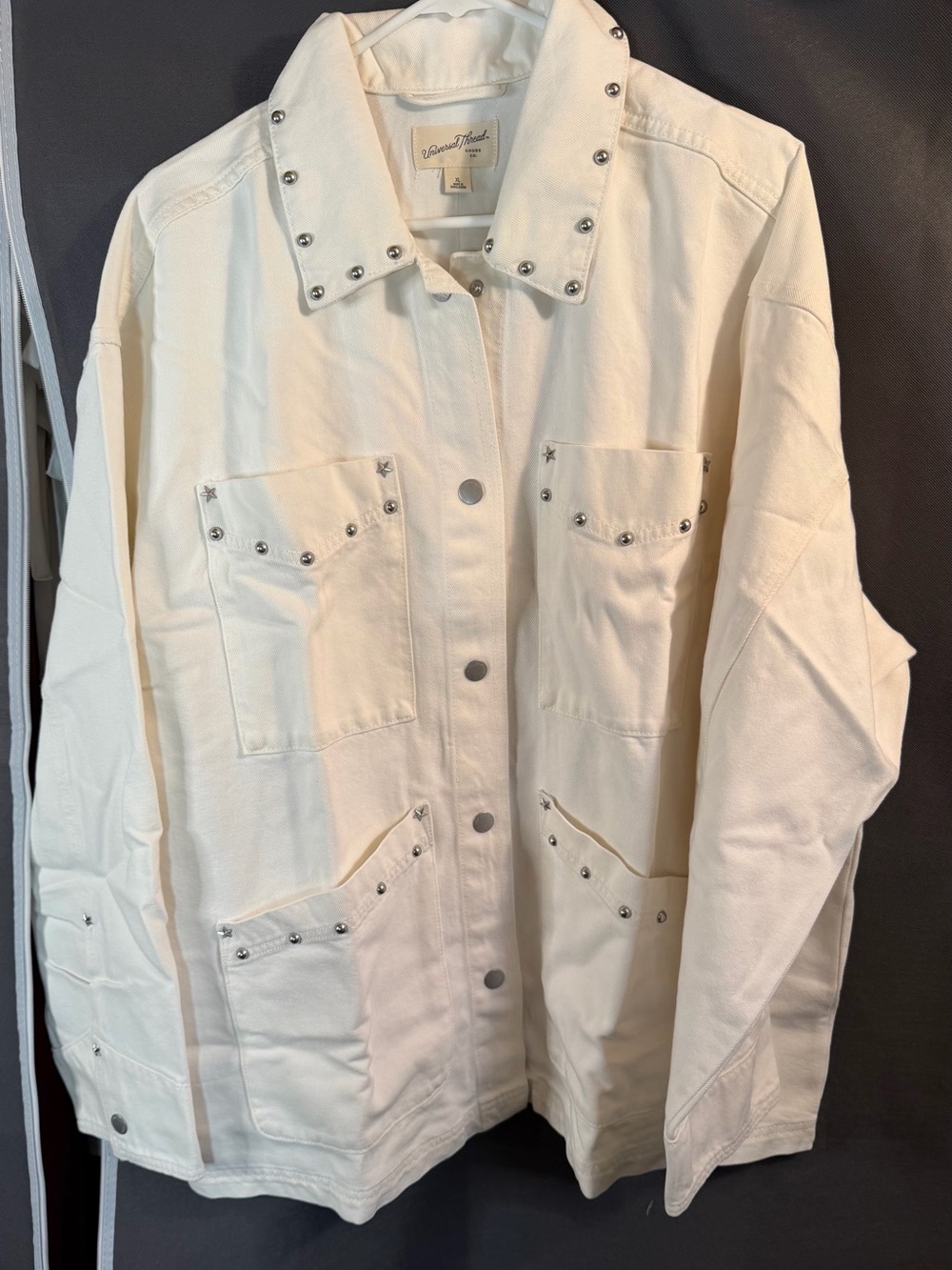 Universal Thread White Studded Jean Jacket XL NWT